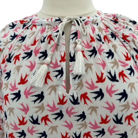 Boden Womens 14 Top Birds Dove Print Multicolor Peasant Lightweight Boho - Picture 5 of 11